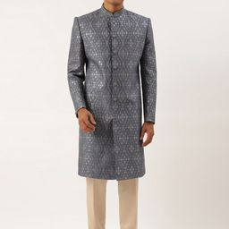 TheEthnic.Co Embroidered Mandarin Collar Sherwani Set-image-73