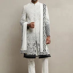 Soniya g Embroidered Aari Dabka Work Sherwani Set-image-60