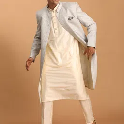 SHRESTHA BY VASTRAMAY Self-Design Sherwani Set-image-18