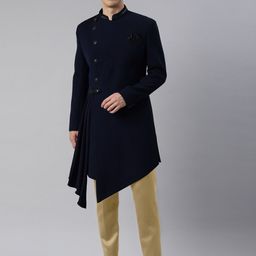TheEthnic.Co Drape Detailed Asymmetric Sherwani With Trousers-picture-18