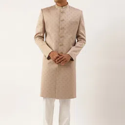 TheEthnic.Co Printed Mandarin Collar Sherwani Set-image-19