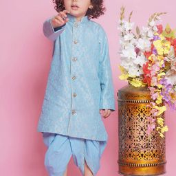 Little Bansi Embroidered Pure Cotton Sherwani Set-48