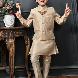 ahhaaaa Boys 3-Piece Self-Design Indo-Western Sherwani Set-picture-14