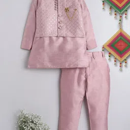 ahhaaaa Boys Straight Kurta with Trousers & Nehru Jacket-45