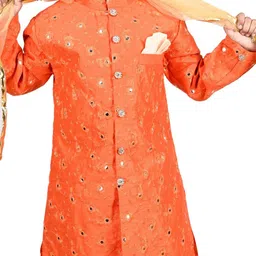BAESD Boys Embellished Sherwani with Pyjamas & Dupatta image 3