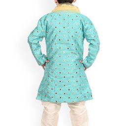 BAESD Boys Mirror Work Embellished Sherwani with Pyjamas & Dupatta image 3