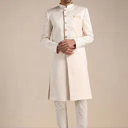 Manyavar Woven Design Bandhgala Sherwani Set-picture-52