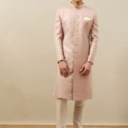 Manyavar Art Silk Self Design Sherwani Set-image-109