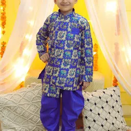 BownBee Boys Graphic Printed Ethnic Sherwani Set-image-37