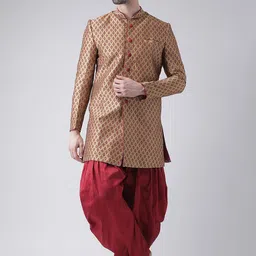 DEYANN Men Brown & Red Printed Sherwani Set-picture-18