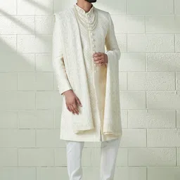 Manyavar Men Embroidered Traditional Sherwani Set-image-20