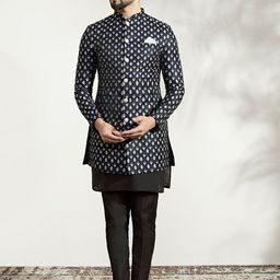 KISAH Men Self Design Kurta & Sherwani with Trousers Set-picture-9