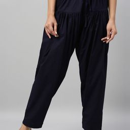 Go Colors Women Navy Blue Solid Pure Cotton Salwar-picture-13