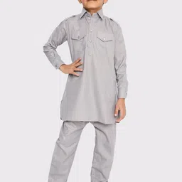 Maharaja Boys Shirt Collar Pathani Kurta With Trouser-46