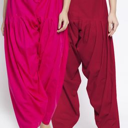 GRACIT Women Pack Of 2 Solid Cotton Salwars-image-76