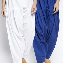GRACIT Pack of 2 Women Navy Blue & White Solid Cotton Salwar-image-6