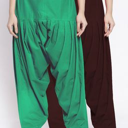 GRACIT Women Pack Of 2 Solid Cotton Salwars-picture-2