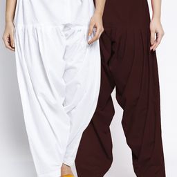 GRACIT Women Pack Of 2 White & Black Solid Cotton Salwar-image-52