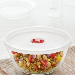BOROSIL Transparent Glass Oven & Microwave Safe Mixing & Serving Bowl With Lid-12