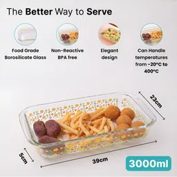 The Better Home Printed Transparent Glass Rectangle Bakeware image 5
