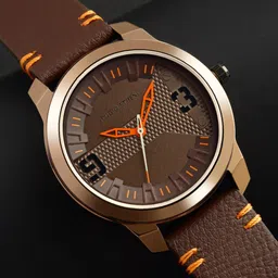 STUDIO ETHENO Men Brown Brass Dial & Brown Leather Straps Analogue Watch TT01-BR-BR-Brown-image-19