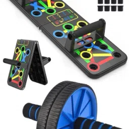 Pushup Rack Dips Stand With Ab Roller Body Building Fitness Exercise Tools Fitness Accessory Kit Kit-28
