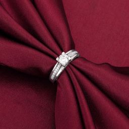 Sterling Silver Zircon Rhodium Plated Ring-image-28