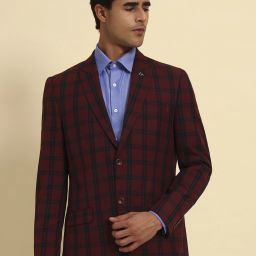 Men Checkered Single Breasted Formal Blazer-image-83