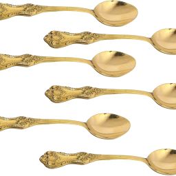 Spoon Set for Dining Table Brass Set of 6 pieces Floral Design Daily Use Brass Tea Spoon Set-8