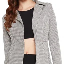 Women Checkered Single Breasted Formal Blazer-image-64
