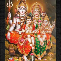Lord Shiva Parvati Pariwar Wall Painting With Uv texture Matt lamination frame Digital Reprint 14 inch x 10 inch Painting-17