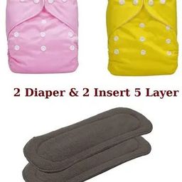 Washable Reusable Cloth Diapers with 2 Adjustable Nappies & 2 Inserts 5 Layer-image-47