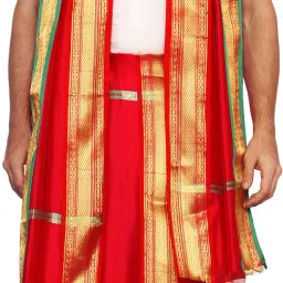 RAMESHWARAM FABRICS Unstitched Silk Dhoti Set , Dhoti Gamcha Set , Ideal for Pooja & Festival Woven Men Dhoti-image-1