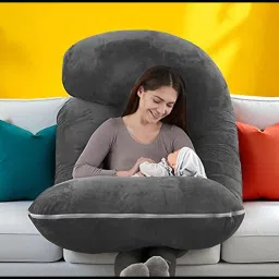 J Shaped Microfibre Solid Pregnancy Pillow Pack of 1-image-78