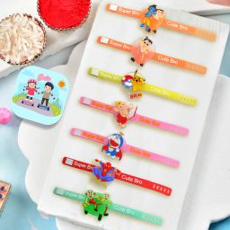 Kids Kids Rakhi Gift Combo Set for Boys Girls Rakhi Set of 7, Rakhi with Magnet Gift Mauli Thread Rakhi Set-2