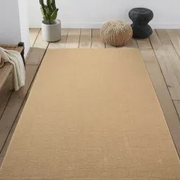 saral home Brown Solid Jute 6 ft x 9 ft Hand Woven Carpet-picture-5