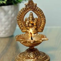 Ganesh Diya Set For Home Office and Temple Aluminium Table Diya-image-40
