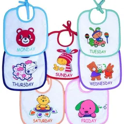 Beautiful 7 Days Cotton Bibs for New Born Baby (2 Set of 7 Bibs)-picture-22