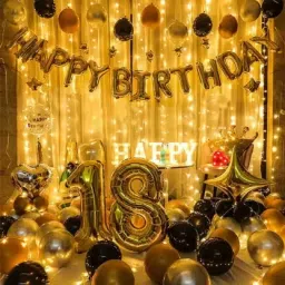 18th Happy Birthday Decoration kit Combo - 50 Pcs for Birthday Decor-image-33
