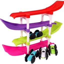Colorful Car Ramp Racer Toy with 2 Fast Cars Multicolor Sliding Track for Kids-15