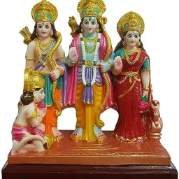 Ram Darbar Statue God Ram, Sita, Laxman & Hanuman Idol for Spiritual Puja Vastu Decorative Showpiece - 7 cm-0