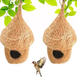 NATURAL HUT BIRD HOUSE WITH HANGING HOOKS U CAN PLACE ANYWHERE PACK OF 2 Bird House-2