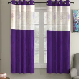 home sizzler Purple Traditional Polyester 5 Ft Semisheer Eyelet Window Curtains (Set of 2)-picture-10