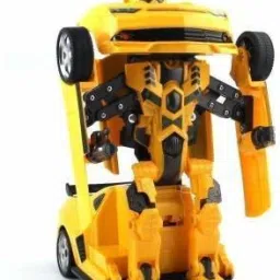 Robot Races Car Toy 2 in 1 Transform Car Toy with Bright Lights and Music (Yellow)-11