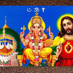 3 God In One Photo frame for home/living Room/Dining Room/hall Watercolor 12 inch x 18 inch Painting-23