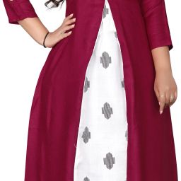Solid Cotton Blend Stitched Flared/A-line Gown-image-35