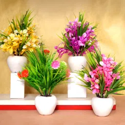 Artificial Plant For Home/Office Table Decoration(Multi, Pack of 4) Bonsai Wild Artificial Plant with Pot-image-48