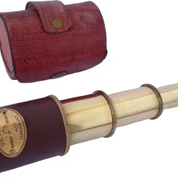 Shoptreed Vintage 4 fold 7" Victorian Marine Brass Telescope with Leather Case Catadioptric Telescope-14