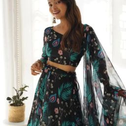 Self Design Semi Stitched Lehenga Choli-image-28