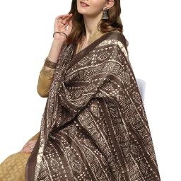 Cotton Silk Printed Brown Women Dupatta-image-86